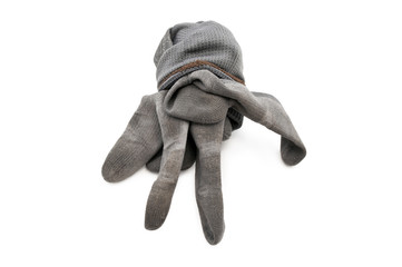gray work gloves isolated