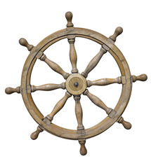 Steering wheel of ship isolated on white with clipping path incl © Andrey Kuzmin