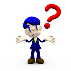 ビジネスマンとハテナ