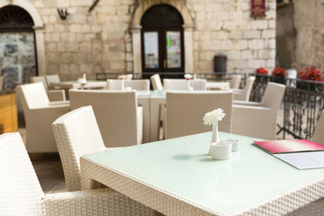 Outdoor restaurant tables