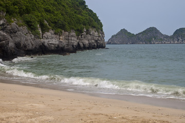 Cliffs at a beach at Cat Ba island, Vietnam