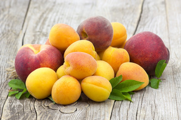 fresh fruits on wooden background