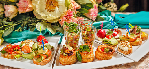 Restaurant food canapes appetizers