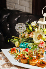 Restaurant food canapes appetizers