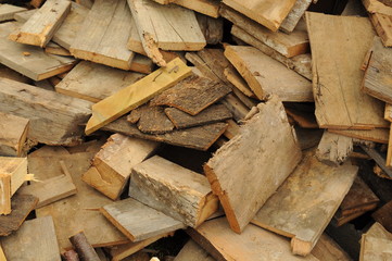 Pile of firewood stacked