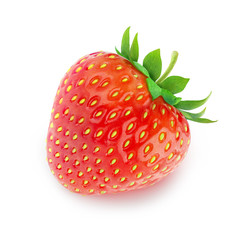 Isolated strawberry. Single strawberry over white background