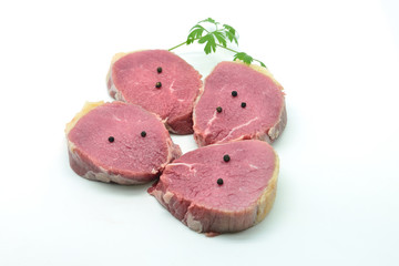 Bottom round roast raw isolated in white