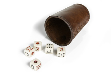 Old Beaker With Dices