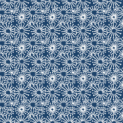 Hand drawn seamless indigo folk pattern