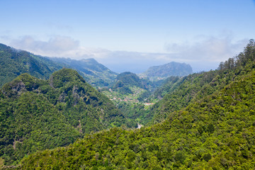 Naklejka na ściany i meble Aerial view of mountains on Madeira island