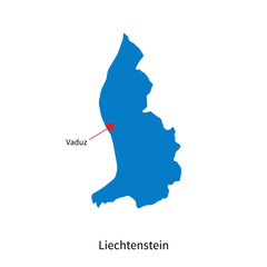 Detailed vector map of Liechtenstein and capital city Vaduz