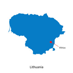 Detailed vector map of Lithuania and capital city Vilnius