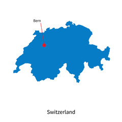 Detailed vector map of Switzerland and capital city Bern
