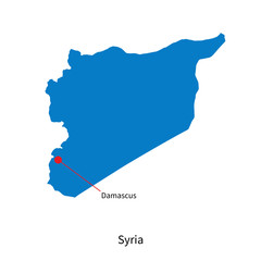 Detailed vector map of Syria and capital city Damascus