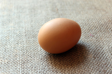 an egg of hen on the sacking