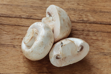 Food. Fresh white mushrooms champigonons