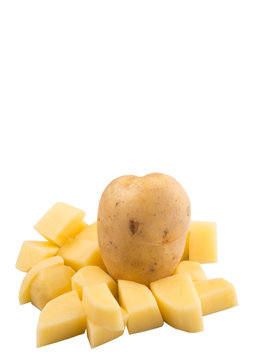 Chopped potato over white background
