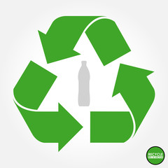 Green recycle sign  with bottle in the middle