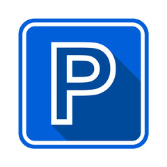 Parking sign outline on blue background