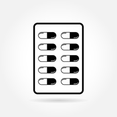 Capsule pill medicines in blister pack - medical vector icon