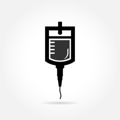 Saline IV drip bag - medical vector icon