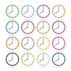 Clock icons in colorful set