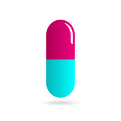Medicine - pill or capsule vector icon on white background