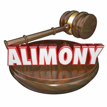 Alimony 3D Word Judge Gavel Legal Court Case Settlement