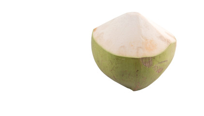 Young coconut over white background 