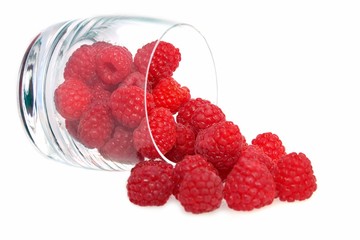 Ripe Raspberries in glass
