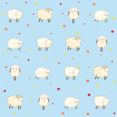 blue baby wallpaper with sheep