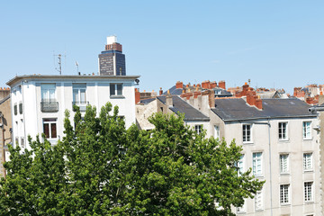 urban houses and Tour Bretagne in Nantes