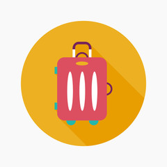 vintage travel suitcases, flat icon with long shadow