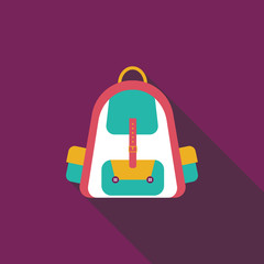 Backpack flat icon with long shadow