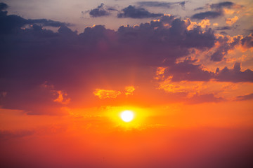 Beautiful cloudscape and sun, sunrise shot