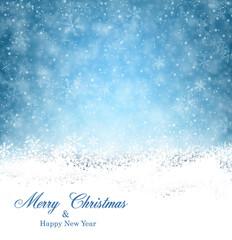 Christmas background with fallen snowflakes.