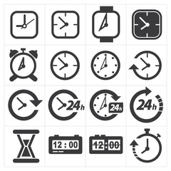 Time and clock icon set