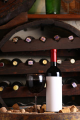 Red wine in wine cellar