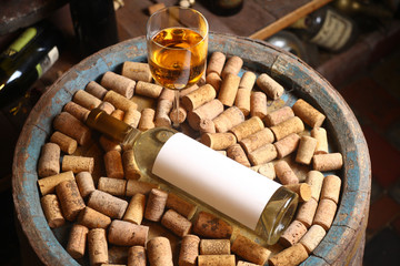 White wine and corks