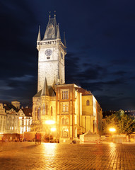 Old Town City Hall in Prague, view from Old Town Square, Czech R