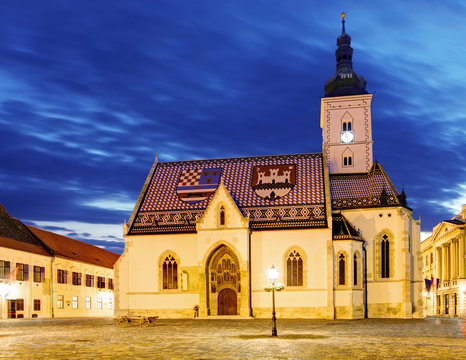 Church at night in Zagreb, Croatia