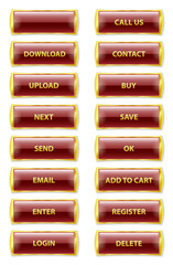 red and golden rectangle glossy internet buttons