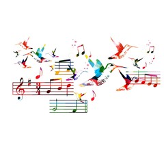 Abstract music background with hummingbirds