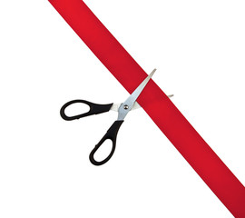 open symbol, scissors cut red tape - 68902980
