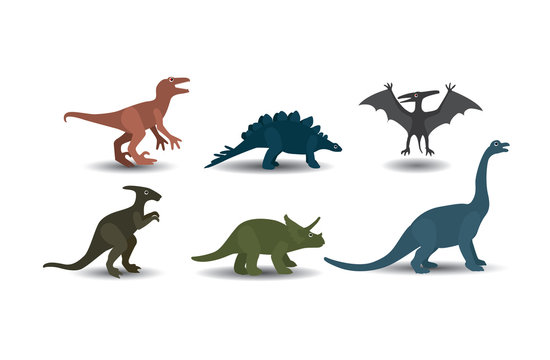 Vector Collection of  Dinosaurs on white background