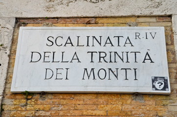 Street plate of Scalinata Trinità dei Monti in Rome