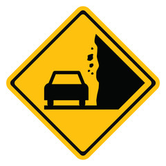 Falling rocks warning sign