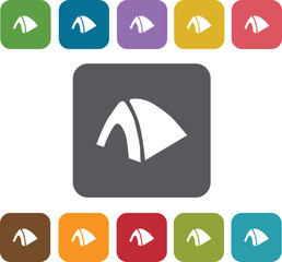 Tents icons set. Rectangle colorful 12 buttons. Illustration eps