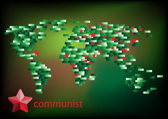 Russian or Communist and world map vector illustration  