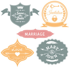 Set of vintage wedding labels for invitations